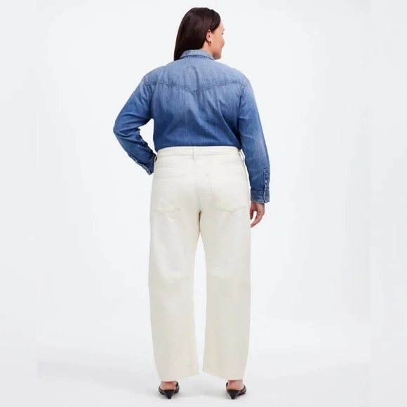 Madewell Womens Ecru Darted Barrel-Leg Jean - Picture 2 of 9